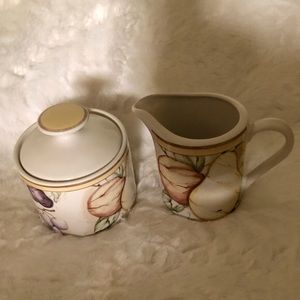American Atelier Pompeii Fruit 5019 Stoneware Sugar & Creamer